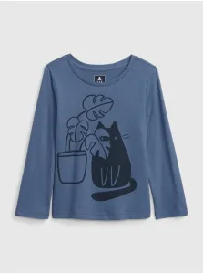 Modré dievčenské tričko s dlhým rukávom GAP