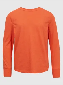 Detské tričko s dlhým rukávom GAP oranžová farba, melanžový