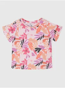 Ružové dievčenské tričko kvetované GAP