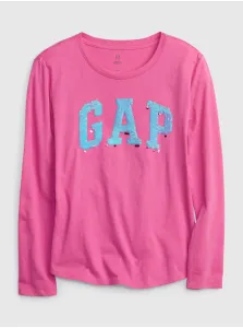 Tmavoružové dievčenské tričko s dlhým rukávom GAP
