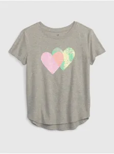 Šedé dievčenské tričko s flitrami GAP #663796