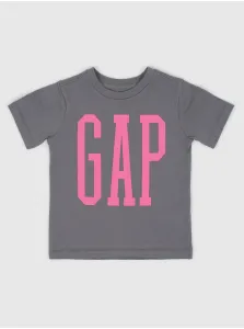 Detské bavlnené tričko GAP šedá farba, s potlačou