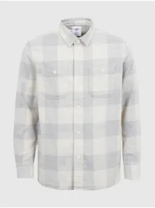 Šedo-biela chlapčenská kockovaná flanelová košeľa GAP #601843