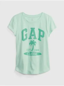 Zelené dievčenské tričko organic logo GAP #641850