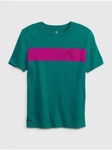Zelené chlapčenské tričko organic s vrecúškom GAP #664565