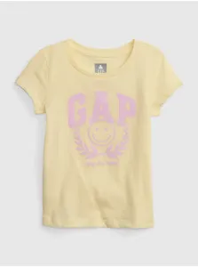 Žlté dievčenské tričko organic logo GAP