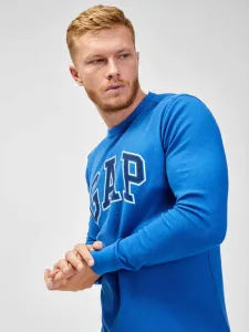 GAP V-INTX WAFFLE CREW LOGO Pánske tričko s dlhým rukávom, modrá, veľkosť #4919302