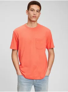 Oranžové pánske bavlnené tričko s vrecúškom GAP