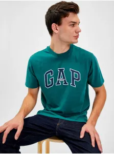 Bavlnené tričko GAP zelená farba, s potlačou
