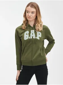 Zelená dámska mikina na zips s logom GAP #679622