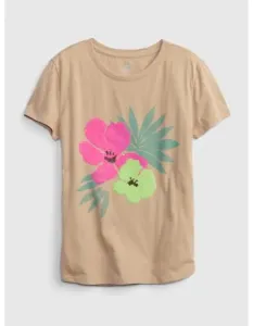 Detské organické tričko s flitrami kvetinová