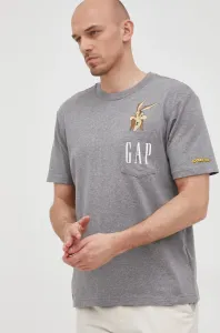 Bavlnené tričko GAP šedá farba, s potlačou #6014331