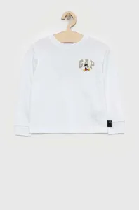 Detská bavlnená košeľa s dlhým rukávom GAP biela farba, s potlačou #4232498