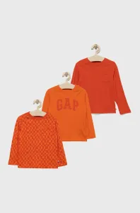 Detská bavlnená košeľa s dlhým rukávom GAP oranžová farba, s potlačou #7520444