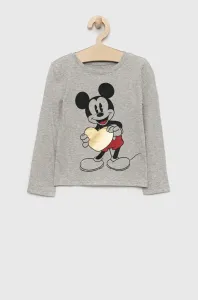 Detská bavlnená košeľa s dlhým rukávom GAP X Disney šedá farba, #6657657