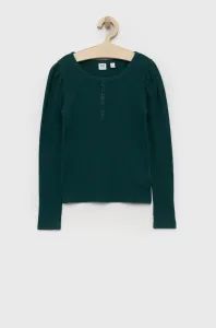 Detská bavlnená košeľa s dlhým rukávom GAP zelená farba, #8899908
