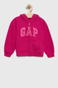 Detská mikina GAP ružová farba, s kapucňou, s nášivkou #6879159