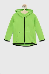 Detská mikina GAP zelená farba, s kapucňou, jednofarebná