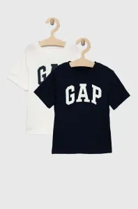 Detské bavlnené tričko GAP 2-pak tmavomodrá farba, s potlačou #7526705