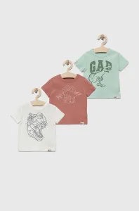 Detské bavlnené tričko GAP 3-pak s potlačou