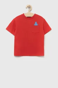 Detské bavlnené tričko GAP červená farba, s potlačou #8659998