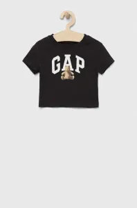 Detské bavlnené tričko GAP čierna farba