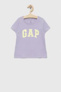 Detské bavlnené tričko GAP fialová farba #7634057