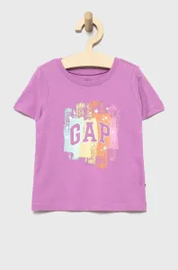Detské bavlnené tričko GAP fialová farba,