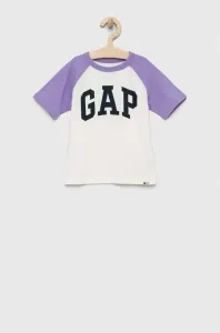 Detské bavlnené tričko GAP fialová farba, s potlačou #7523432