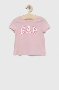Detské bavlnené tričko GAP ružová farba, s potlačou #9021601