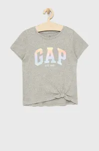 Detské bavlnené tričko GAP šedá farba, #229616