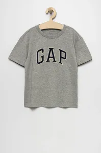 Detské bavlnené tričko GAP šedá farba, s nášivkou #7916414