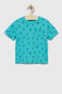 Detské bavlnené tričko GAP tyrkysová farba, vzorovaný