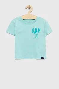 Detské bavlnené tričko GAP x Disney tyrkysová farba