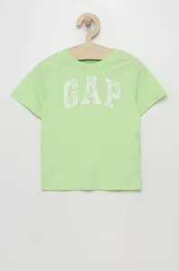 Detské bavlnené tričko GAP zelená farba, s potlačou #8728956