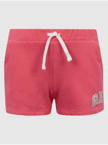 Detské krátke nohavice GAP ružová farba, s potlačou, nastaviteľný pás #7529782