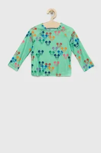 Detské tričko s dlhým rukávom na kúpanie GAP x Disney zelená farba, vzorované