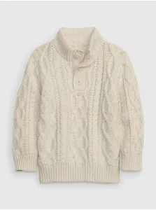 Detský sveter s prímesou vlny GAP béžová farba, teplý #2567362