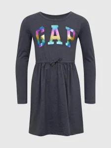 Dievčenské bavlnené šaty GAP čierna farba, mini, áčkový strih