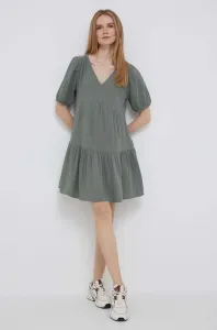 Bavlnené šaty GAP zelená farba, mini, áčkový strih #8619639