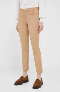 Nohavice GAP dámske, béžová farba, priliehavé, vysoký pás #8469036