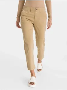 Nohavice GAP dámske, béžová farba, rovné, vysoký pás #1045200
