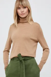 Vlnený sveter GAP dámsky, béžová farba, tenký, s rolákom