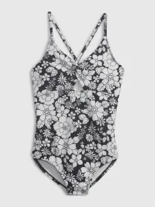 Bielo-čierne dievčenské kvetované plavky GAP