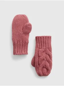 Ružové detské pletené rukavice GAP #624037