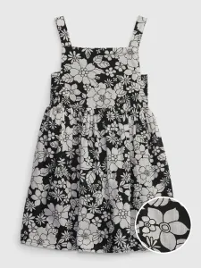 Čierne dievčenské kvetované šaty GAP