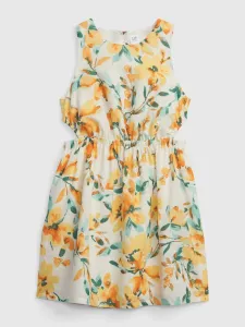 Žlto-krémové dievčenské kvetované šaty GAP #5527374