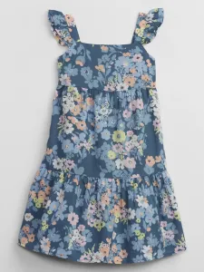 Modré dievčenské kvetované midi šaty s volánom GAP