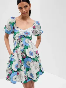 Modro-biele dámske kvetované mini šaty GAP #5788318