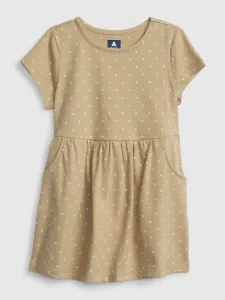 Béžové dievčenské šaty organic s vreckami GAP